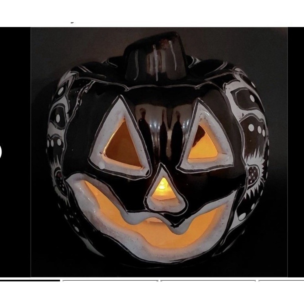 Talavera Venegas Mexico Pumpkin Jack O' Lantern Folk Art Pottery Halloween Decor
